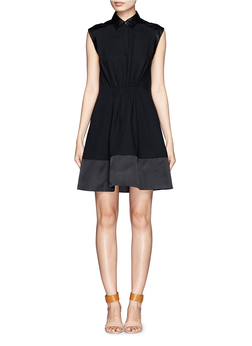 3.1 Phillip Lim Gathered Front Sleeveless Collared Shirt Dress in Black ...