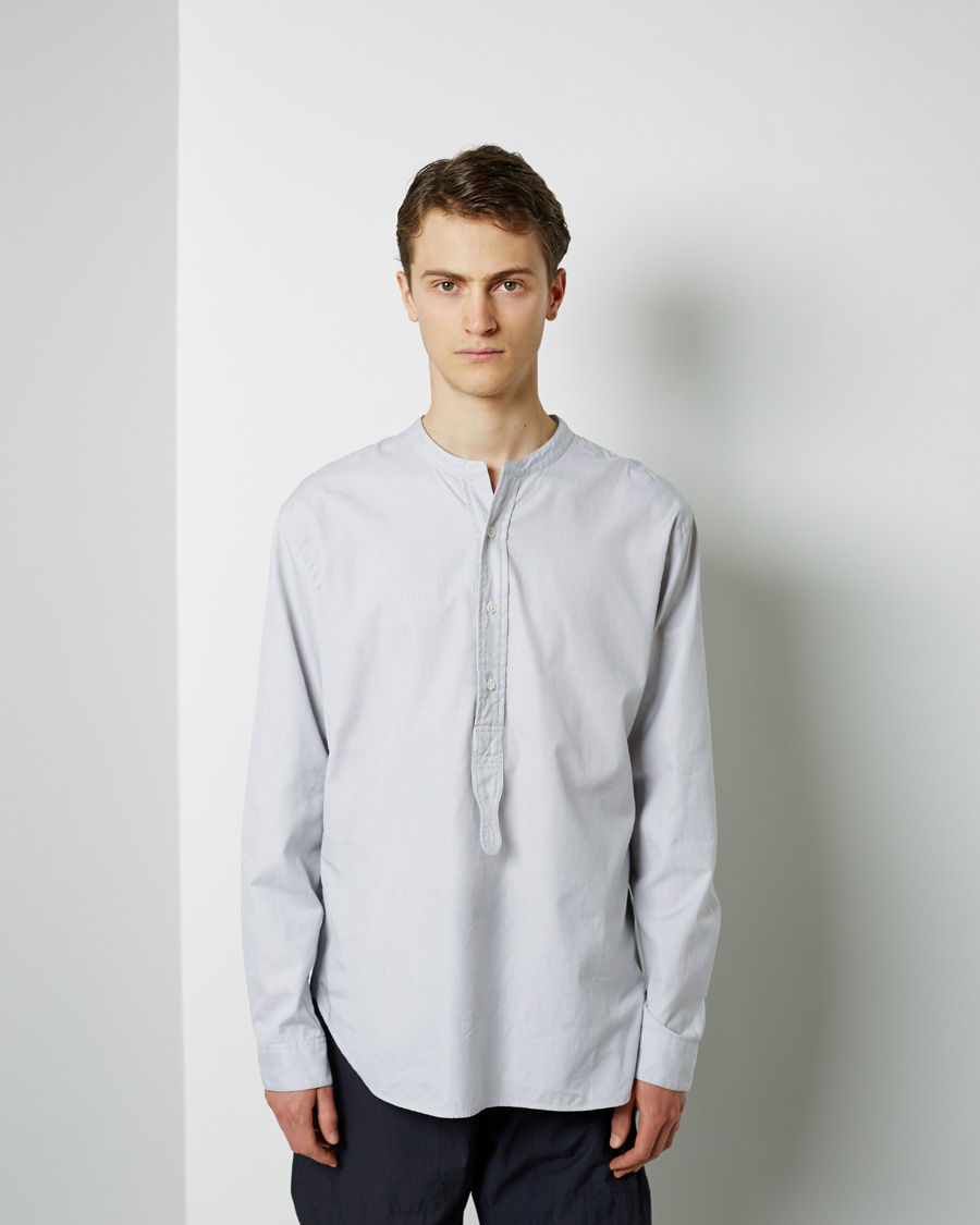 Lyst - Margaret Howell Collarless Shirt in Gray for Men