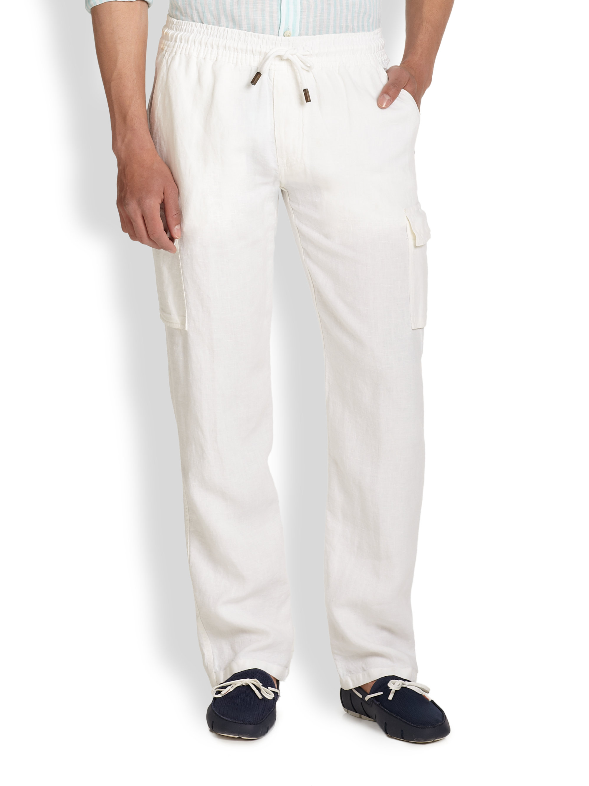 Vilebrequin Linen Drawstring Pants in White for Men | Lyst