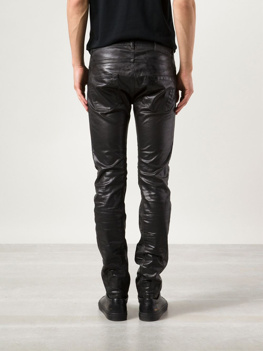 Diesel Black Gold Coated Skinny Jeans In Black For Men Lyst