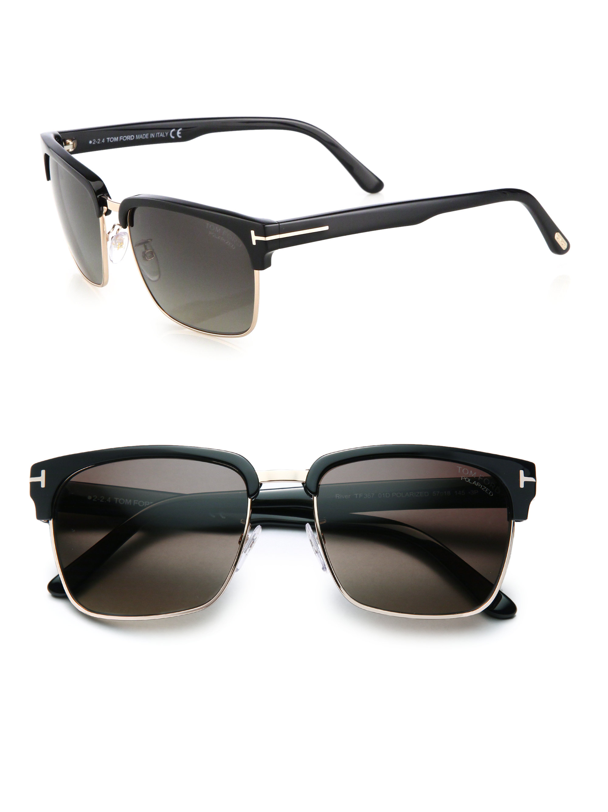 Tom ford River 57mm Square Sunglasses in Black for Men | Lyst