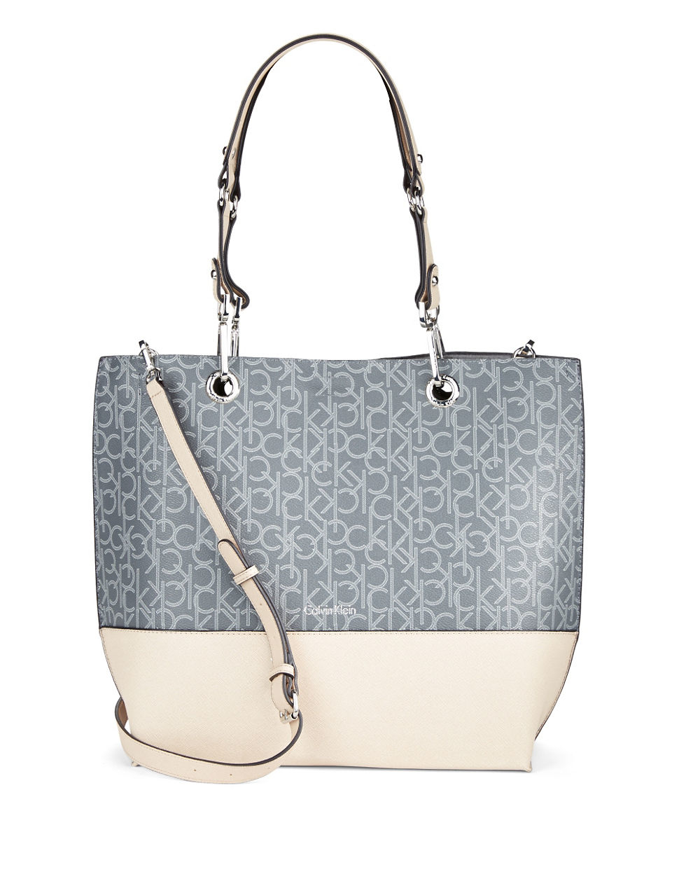 Calvin klein Reversible Tote With Pouch in Gray | Lyst