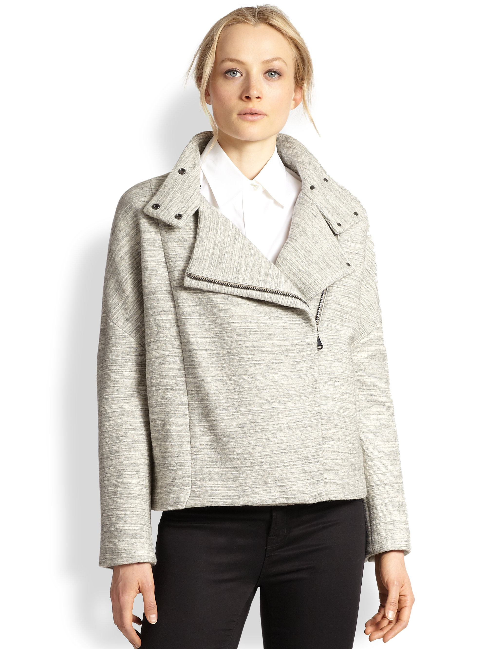 Lyst J brand Pallenberg Oversized Cotton & Wool Moto Jacket in Gray