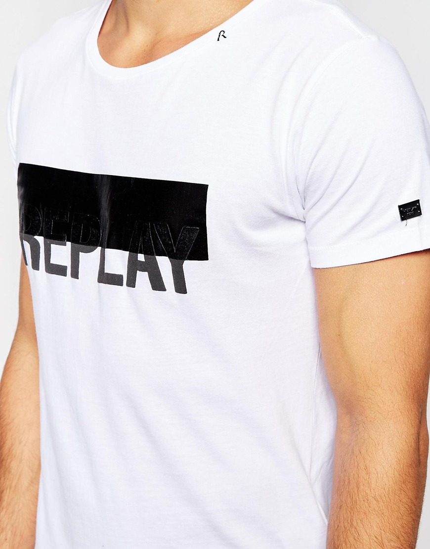 Lyst - Replay T-shirt Logo Plastisol Print in White for Men