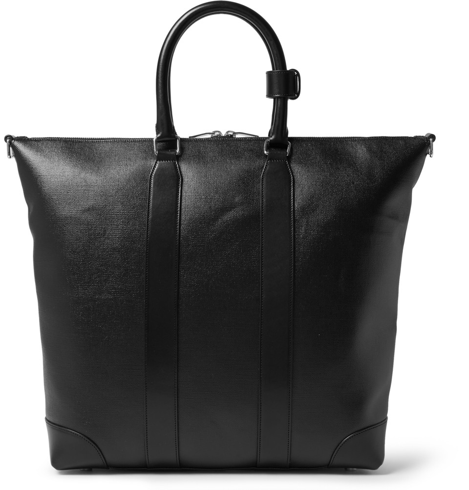 Lyst - Saint Laurent Coated-Canvas Leather Tote Bag in Black for Men