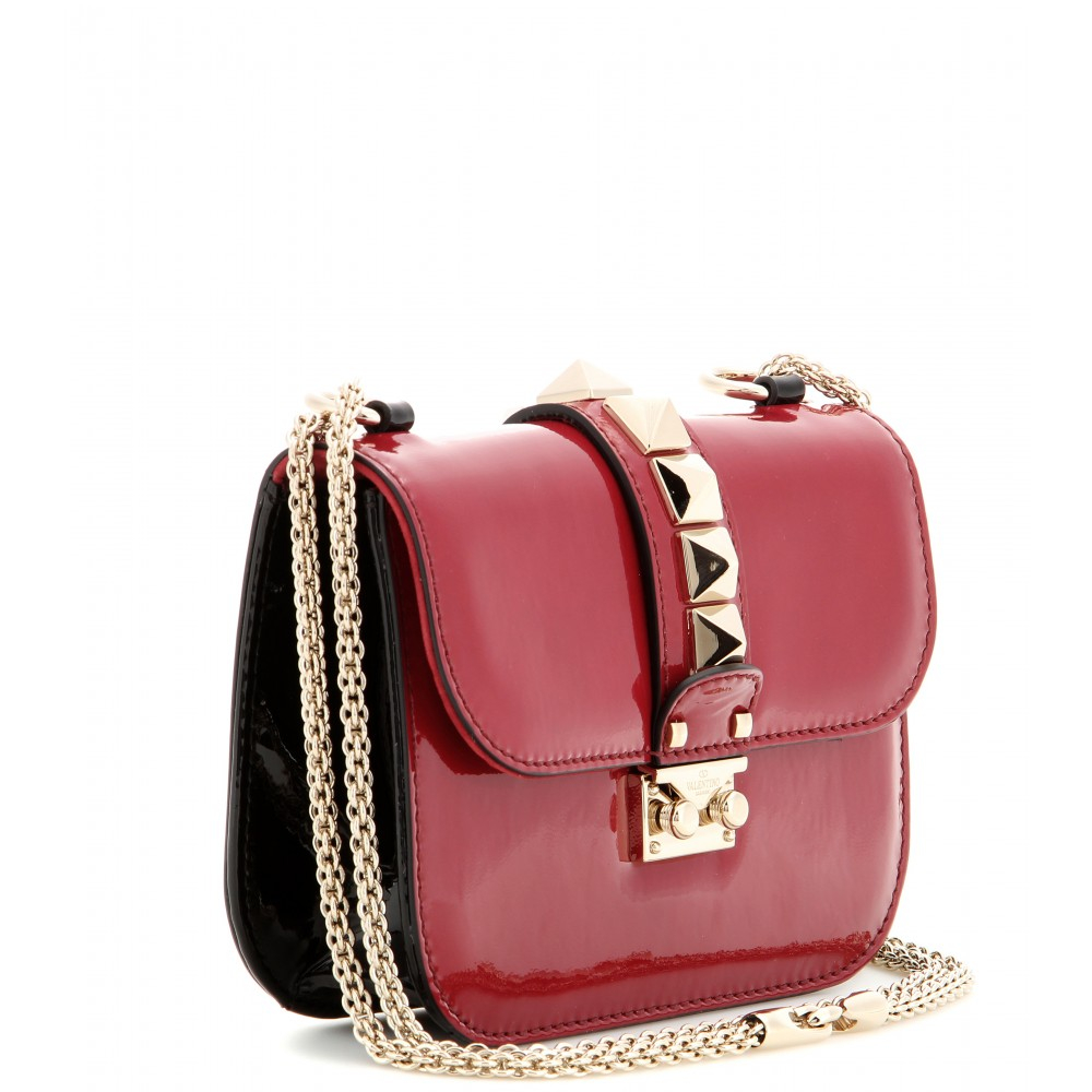Lyst - Valentino Lock Small Patent Leather Shoulder Bag in Red