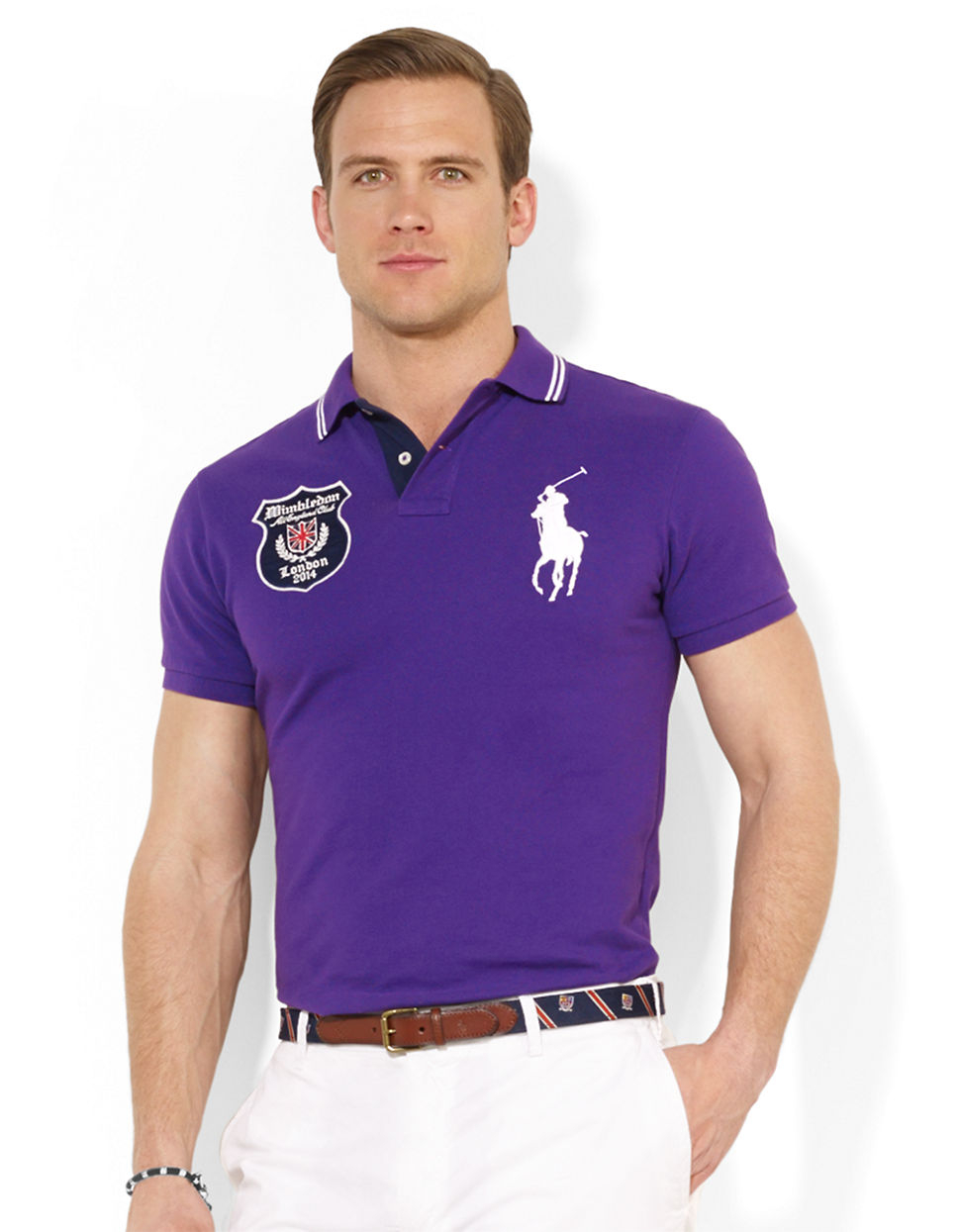 Polo Ralph Lauren Wimbledon Customfit Tippedcollar Polo Shirt in Purple ...