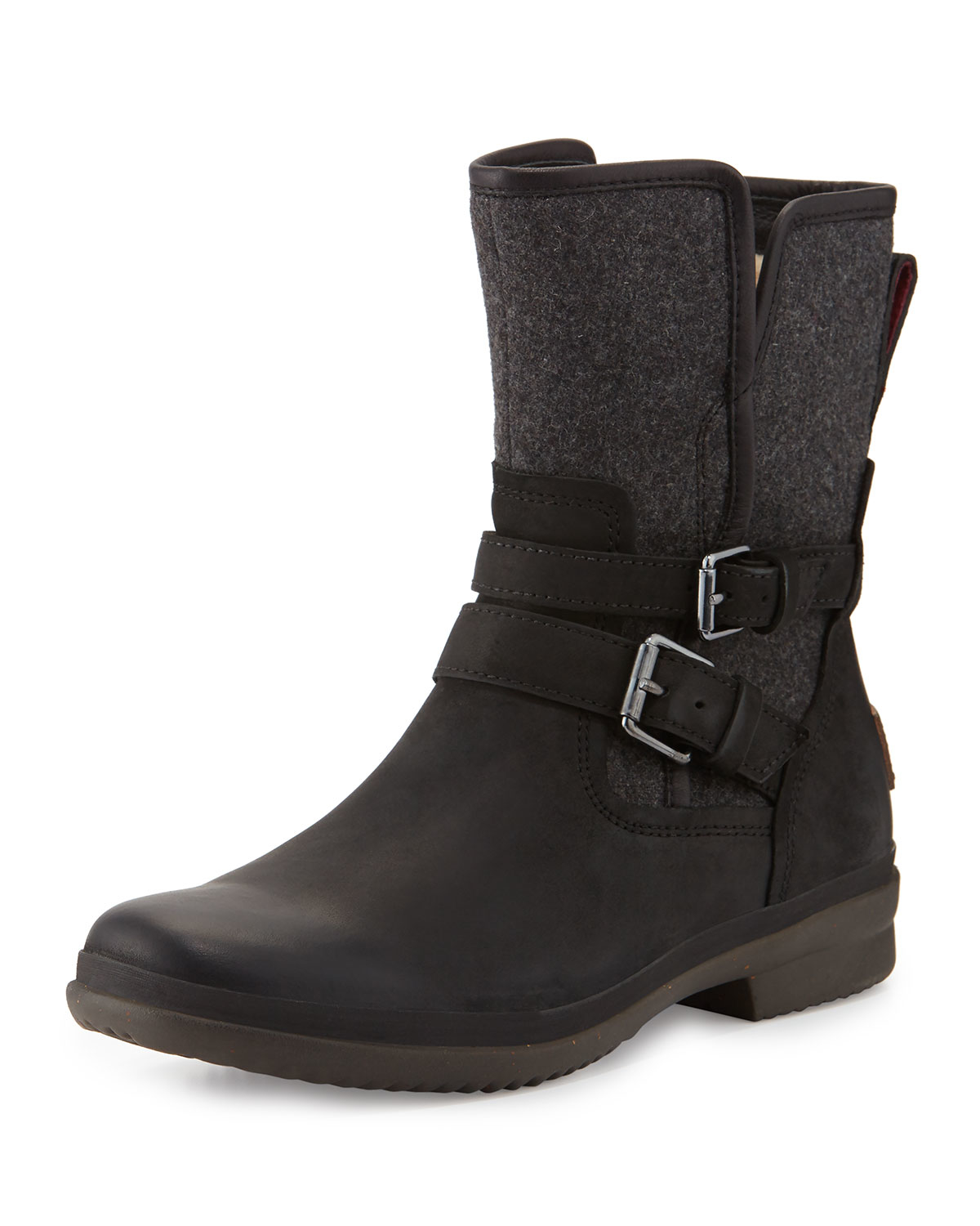 Lyst - Ugg Simmons Leather and Flannel Boots in Black