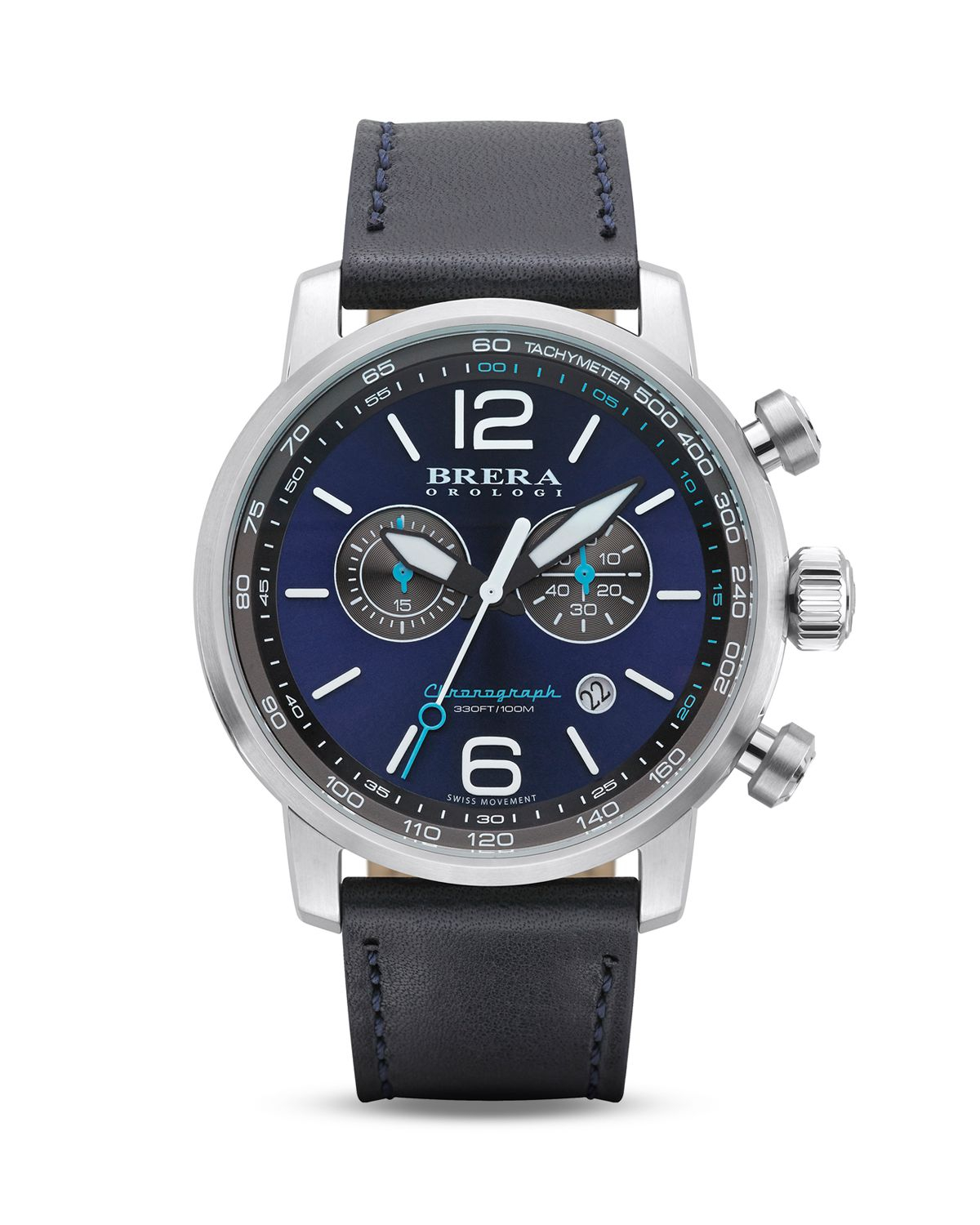 Brera orologi Dinamico Stainless Steel Watch With Navy Blue Leather ...