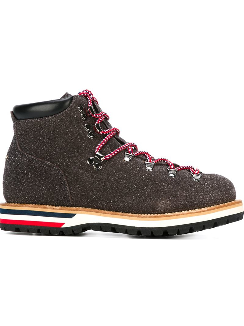 Lyst - Moncler Leather Hiking Boots in Gray