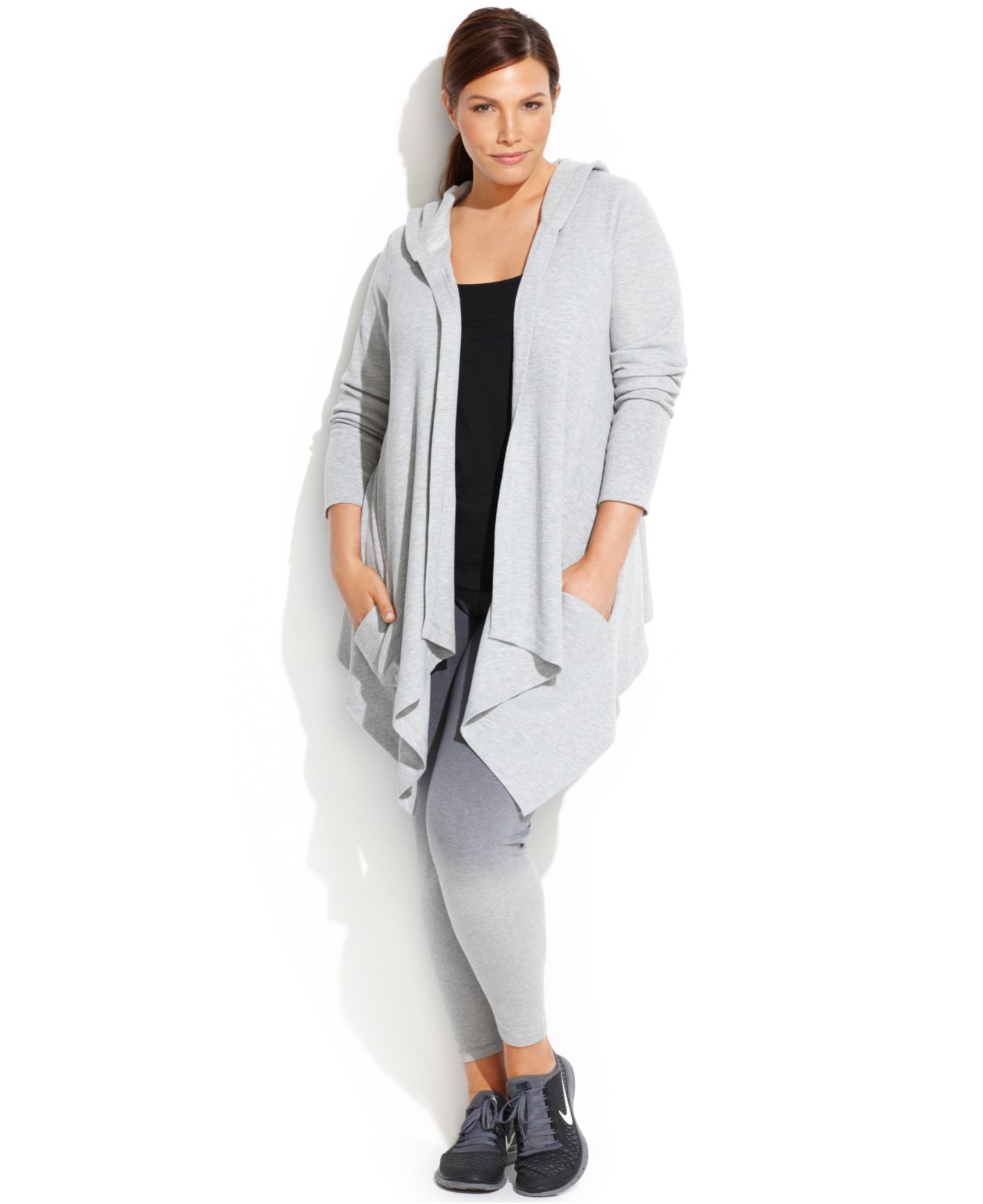 Download Calvin klein Performance Plus Size Draped Open-Front ...