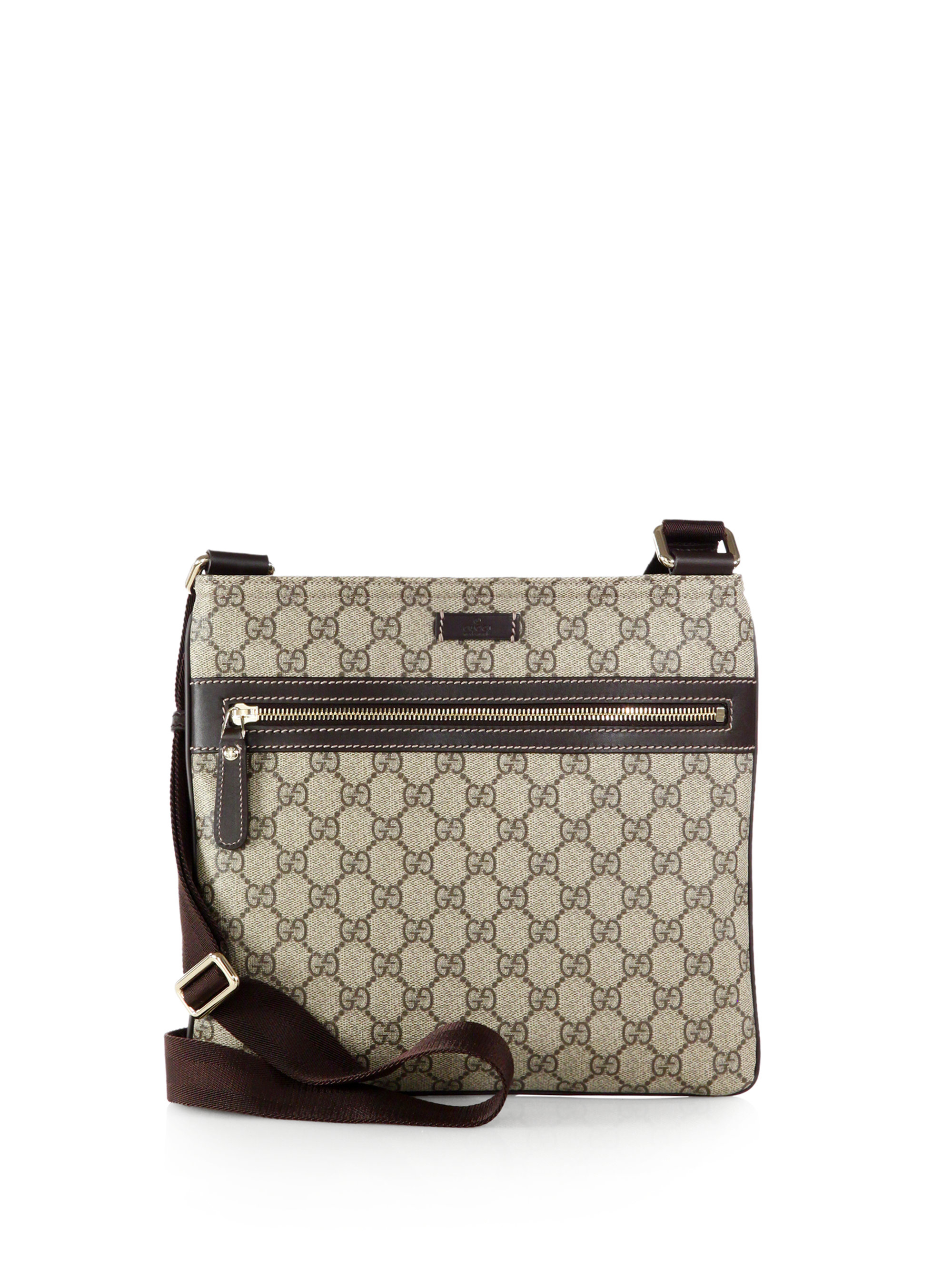 Gucci Joy GG Supreme Flat Messenger Bag in Brown | Lyst
