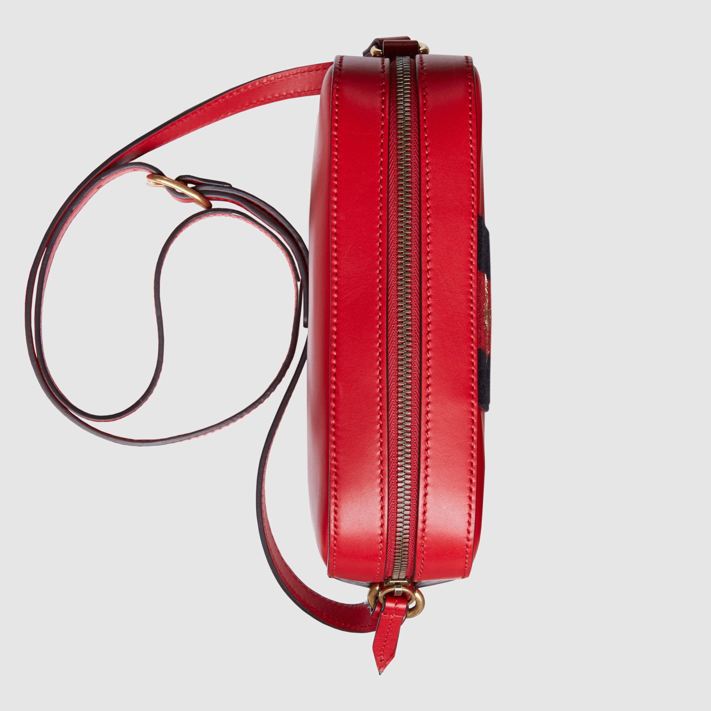 Gucci Bee Web Leather Shoulder Bag in Red - Lyst