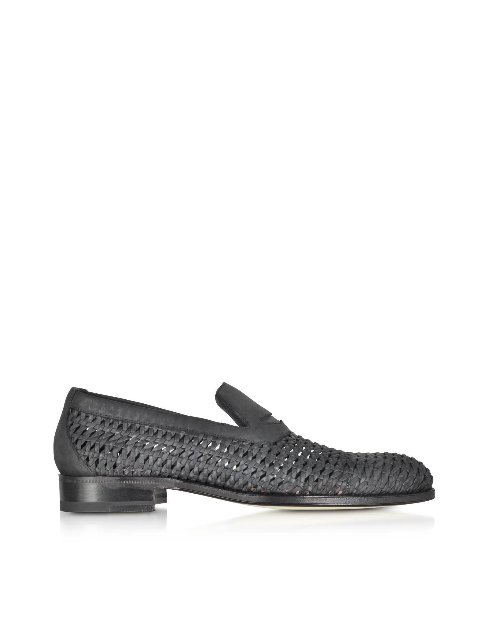 Lyst - A.Testoni Black Woven Leather Slip-on Shoe in Black for Men