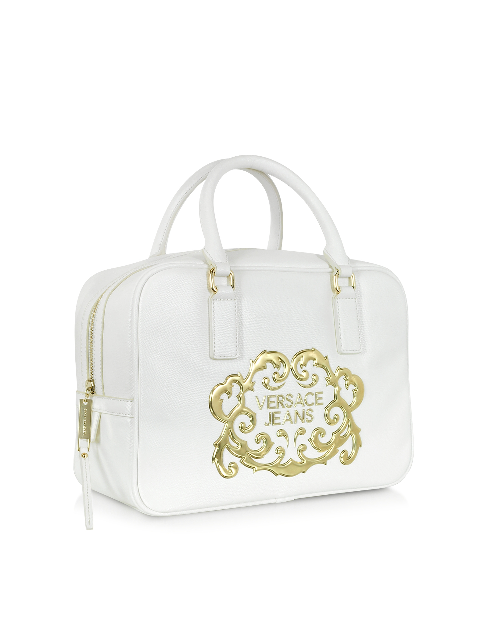Lyst Versace Jeans White Saffiano Eco Leather Handbag In Gallery