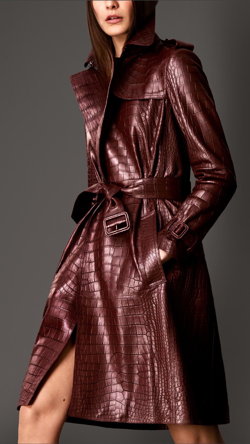 Lyst - Burberry Alligator Wrap Trench Coat in Purple