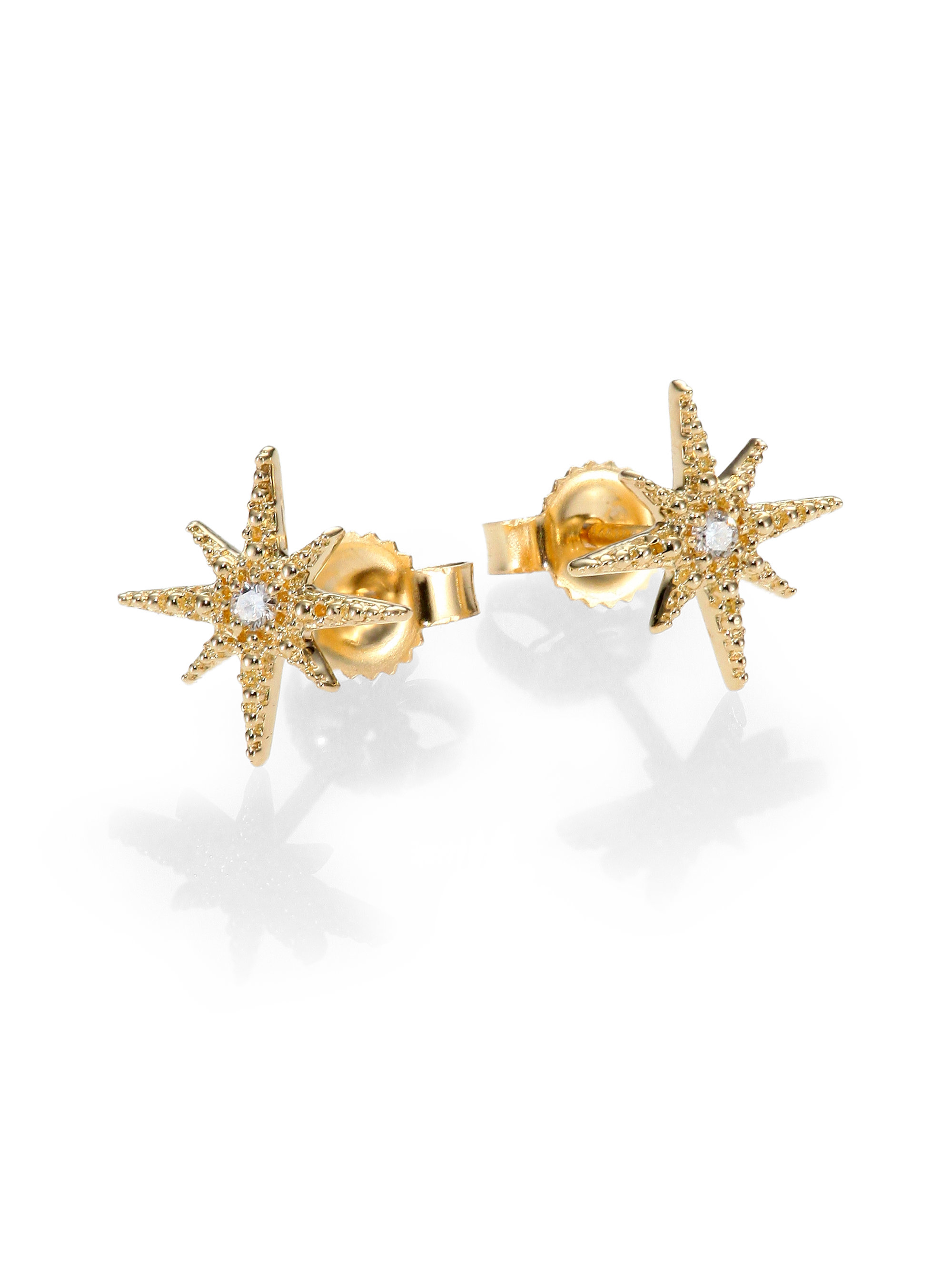 Gold Star Earrings Studs Best All Earring Photos Kamilmaciol Com Lyst Mizuki Icicle Diamond 14k Yellow Gold Star Stud Earrings In