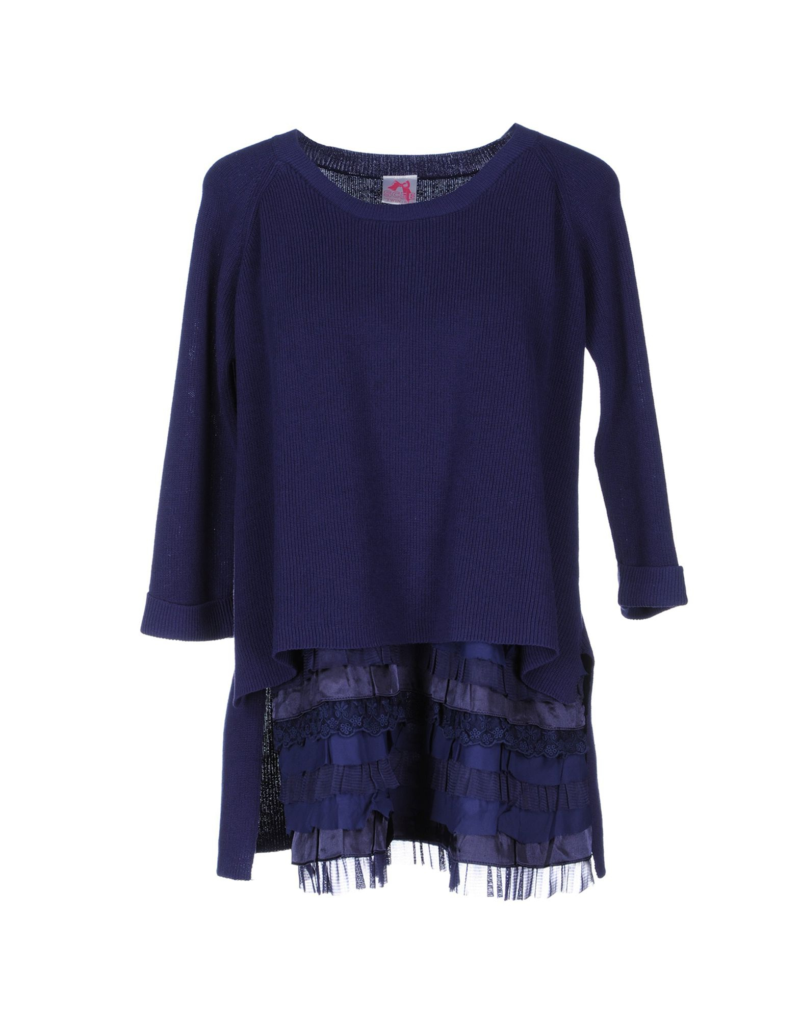 Scee By Twin-set Short Sleeve Sweater in Blue (Dark blue) | Lyst
