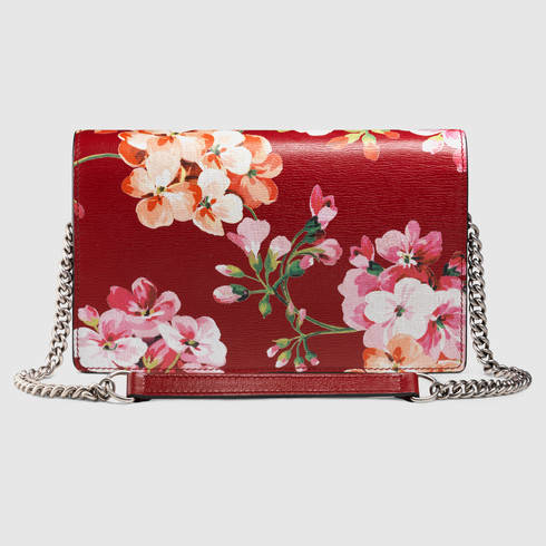 Lyst - Gucci Blooms Leather Chain Wallet in Red