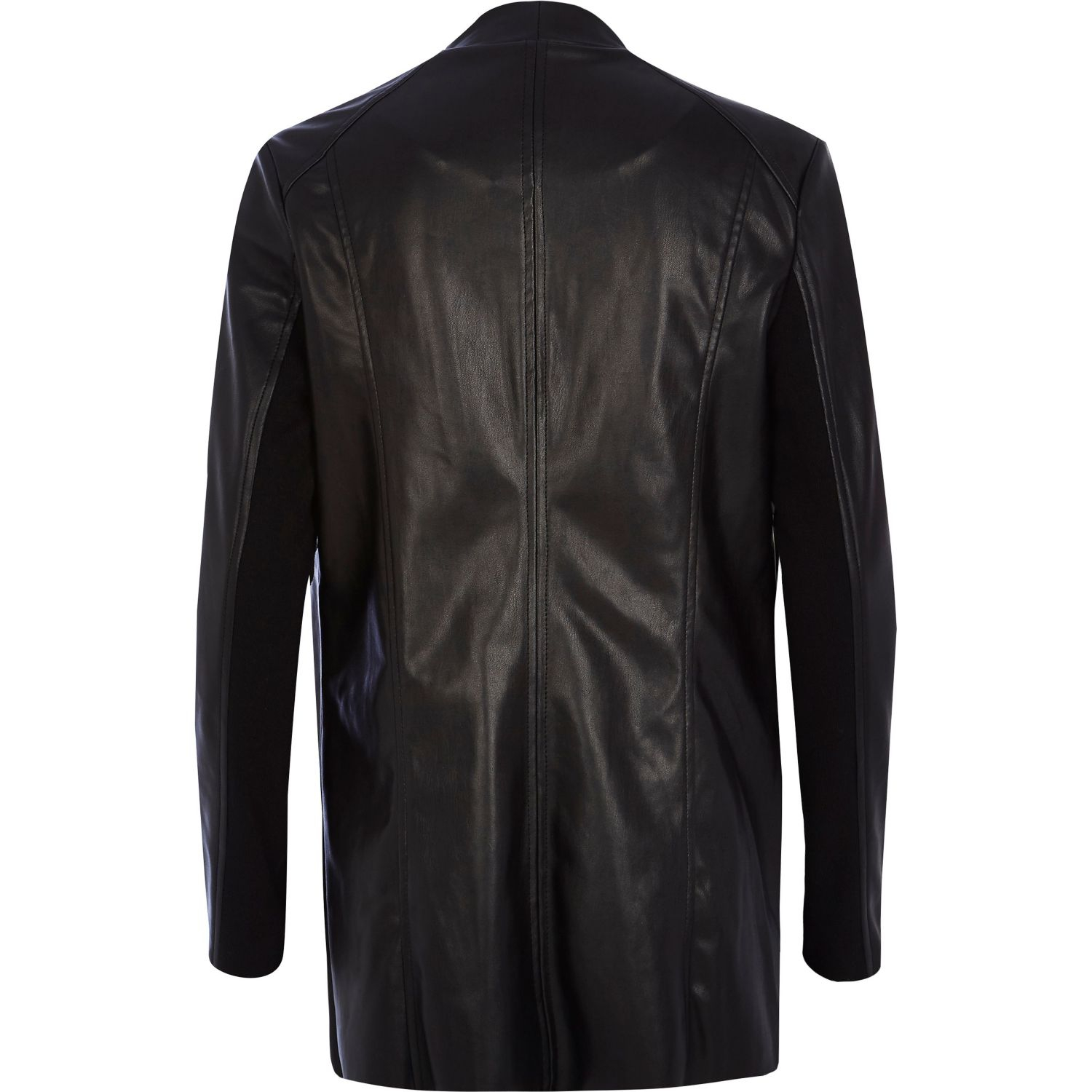 Black Leather Waterfall Jacket New Look Pictures