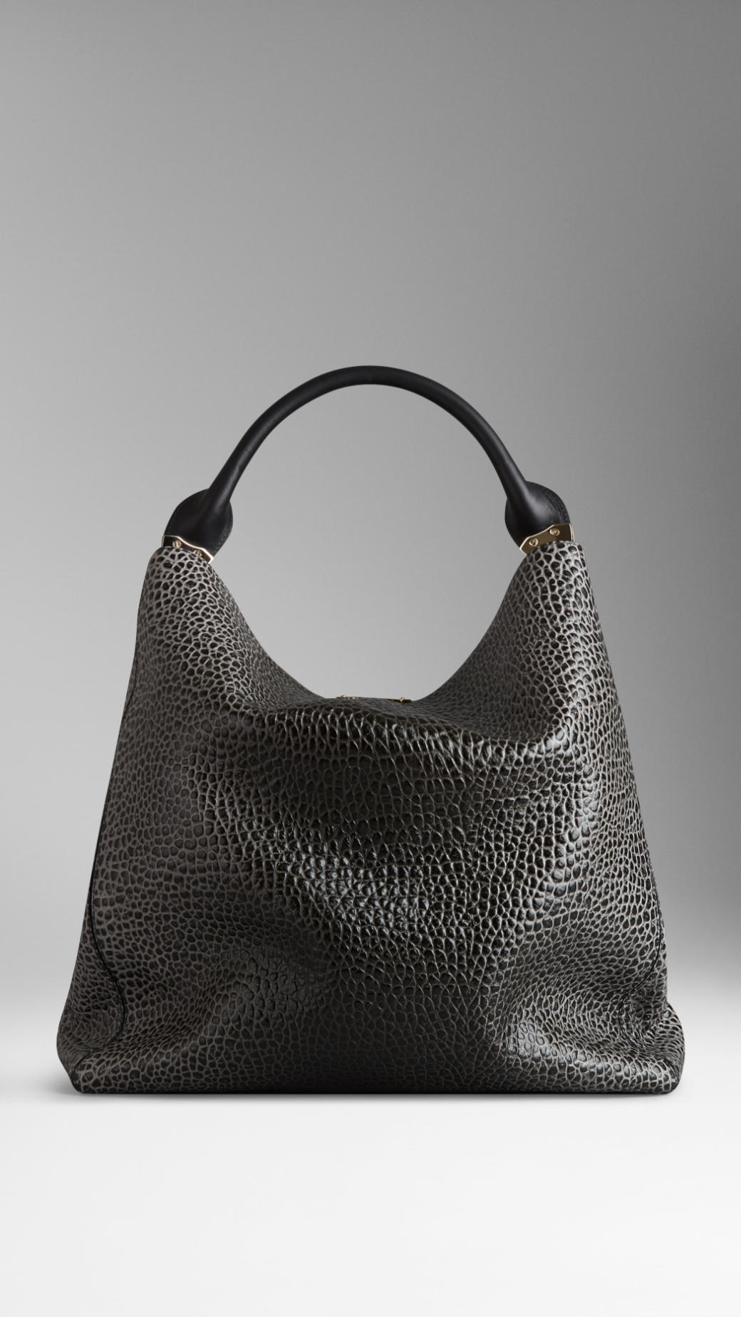 Lyst Burberry Large Signature Grain Leather Hobo Bag In Black Gallery