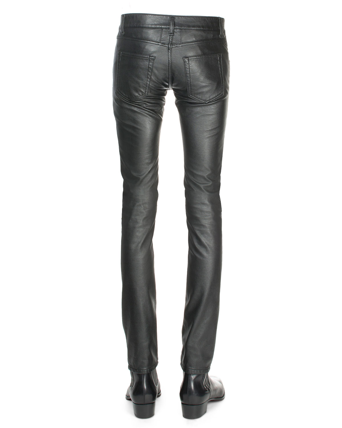 black leather skinny jeans