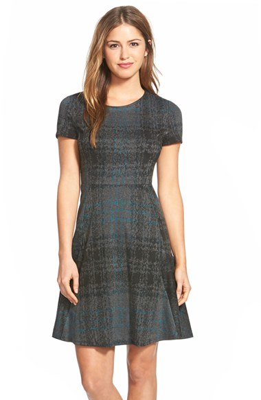 Lyst Betsey Johnson Print Ponte Fit Flare Dress In Green Gallery