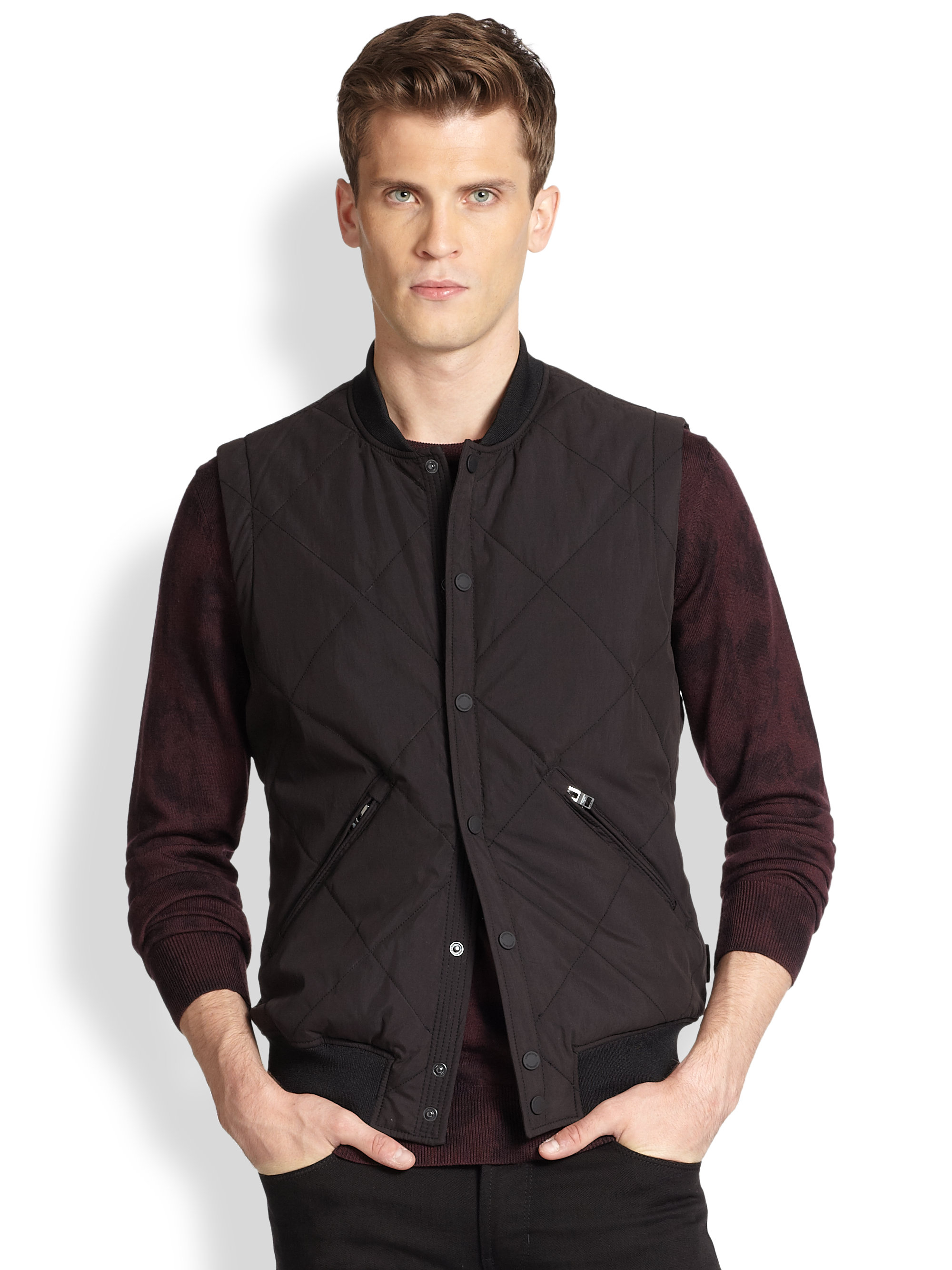 Lyst J.lindeberg Diamond Quilted Tech Vest in Black for Men