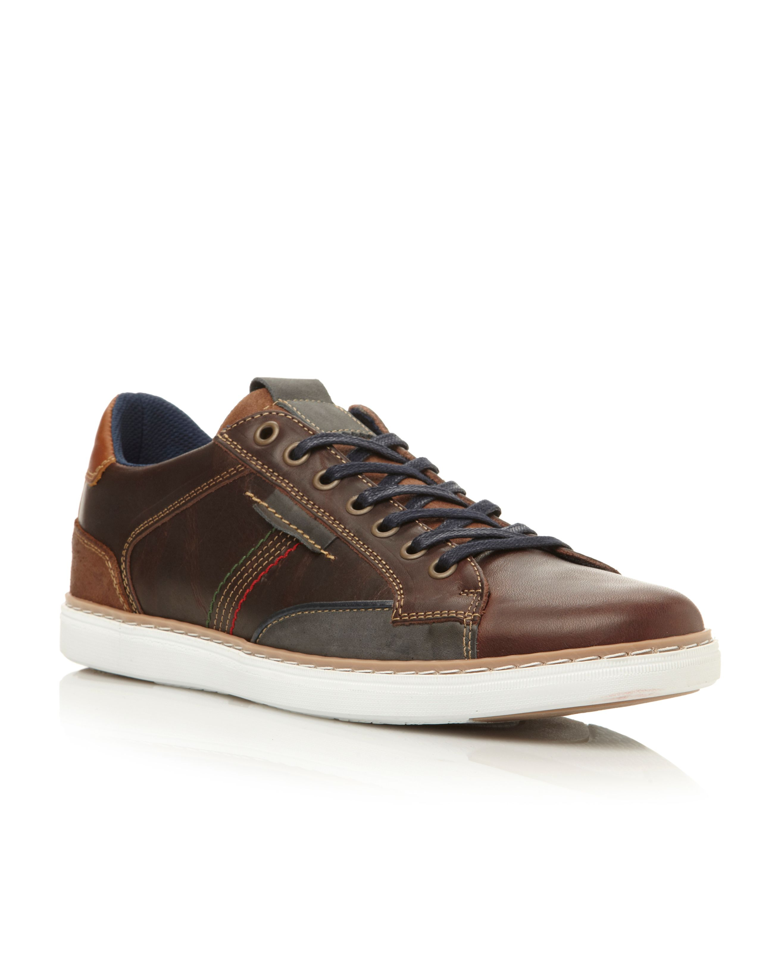 Dune Tailored 1 Lace Up Side Stitch Sneakers in Brown for Men (Dark ...