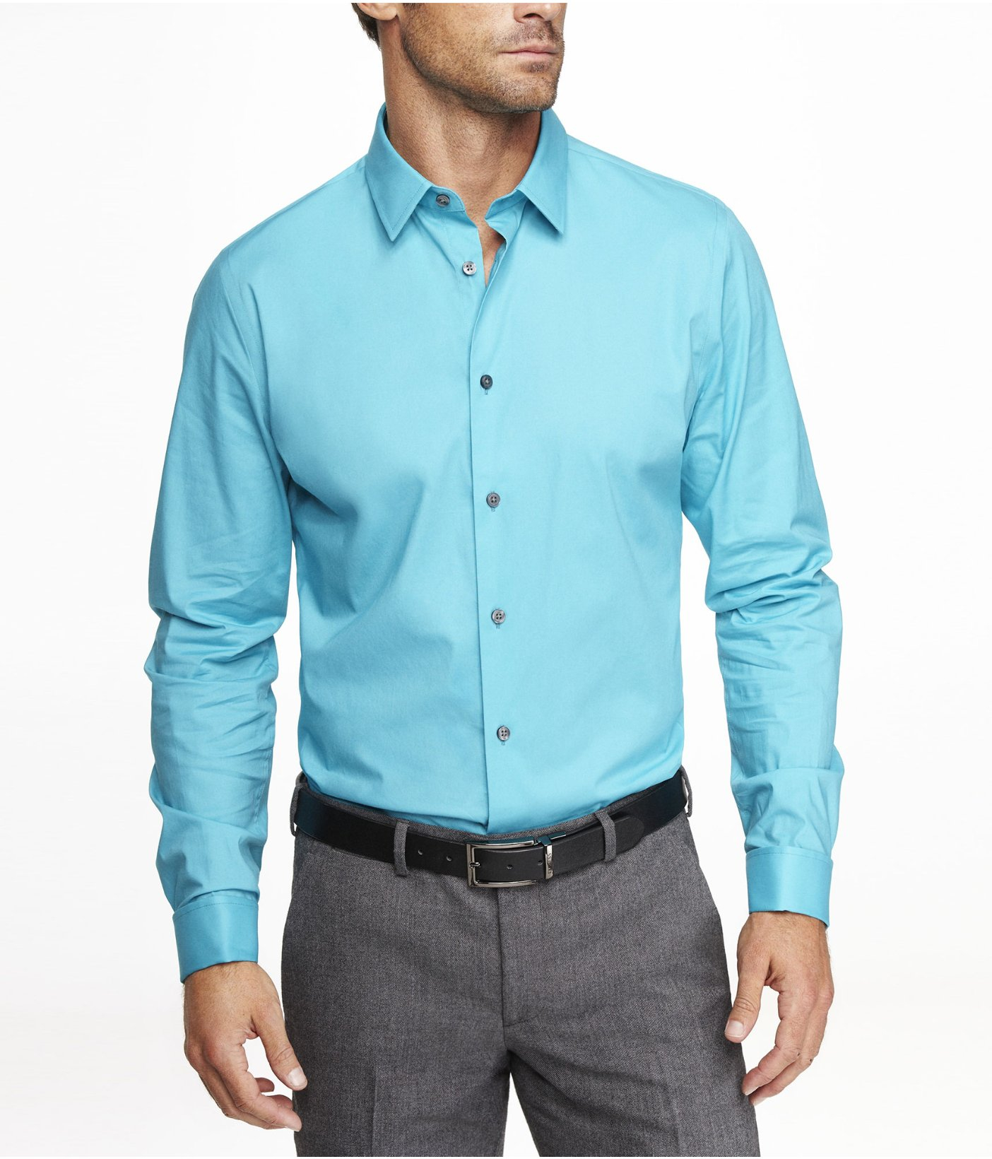 Express Fitted 1mx French Cuff Shirt in Blue for Men (CARIBBEAN BLUE ...