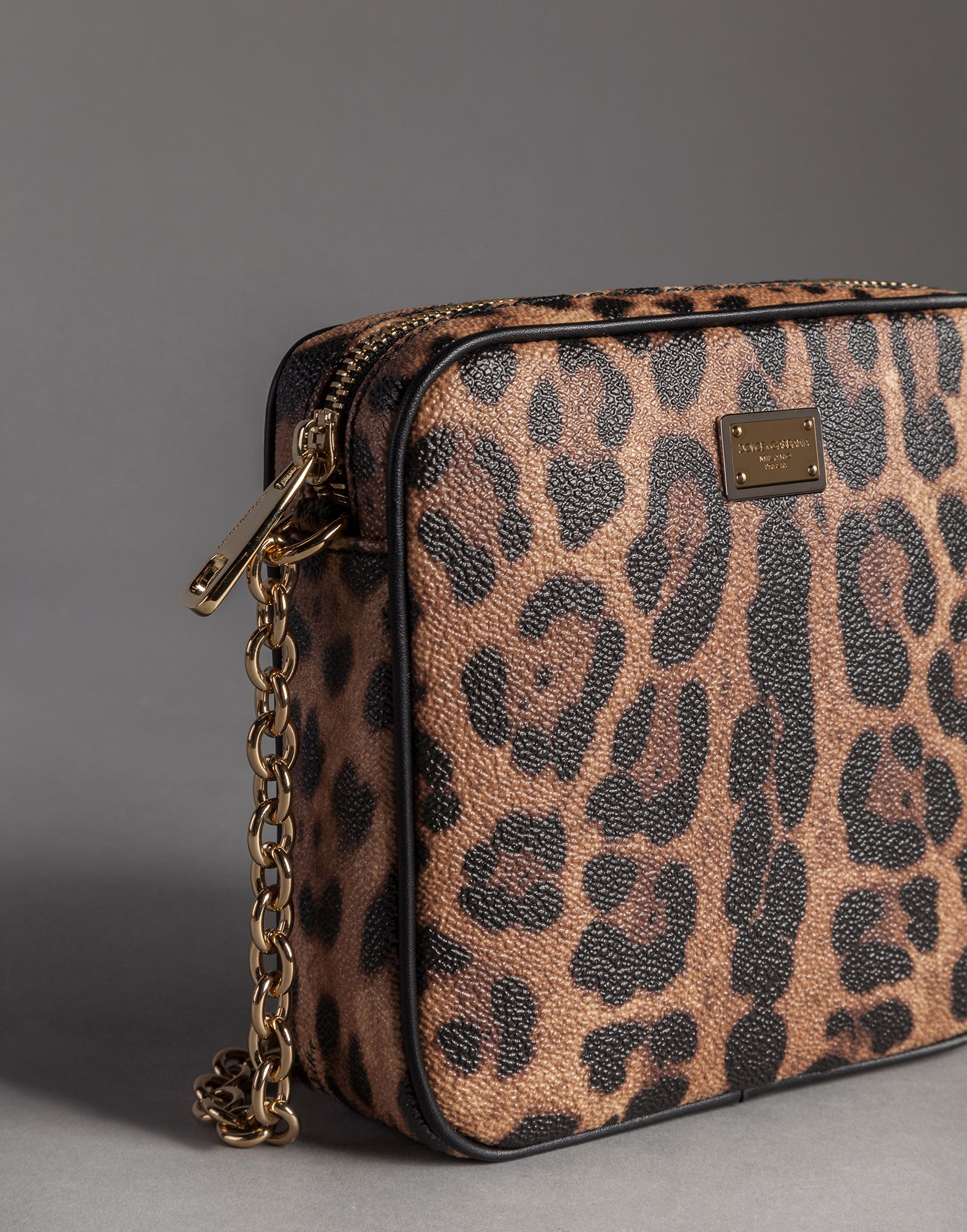 Lyst Dolce Gabbana Leopard Print Textured Leather Glam Bag Gallery