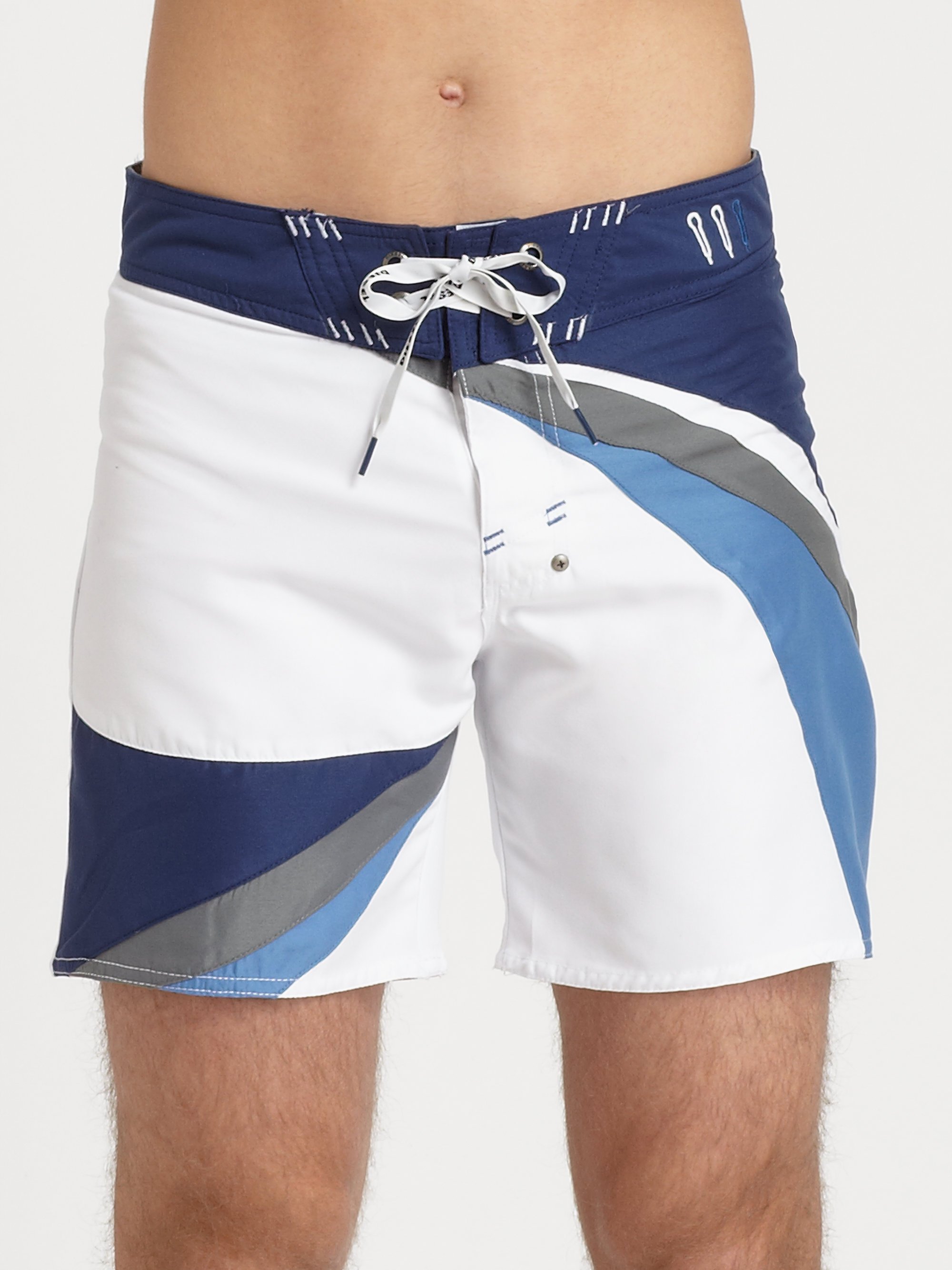 DIESEL Shore Swim Shorts in White (Blue) for Men - Lyst