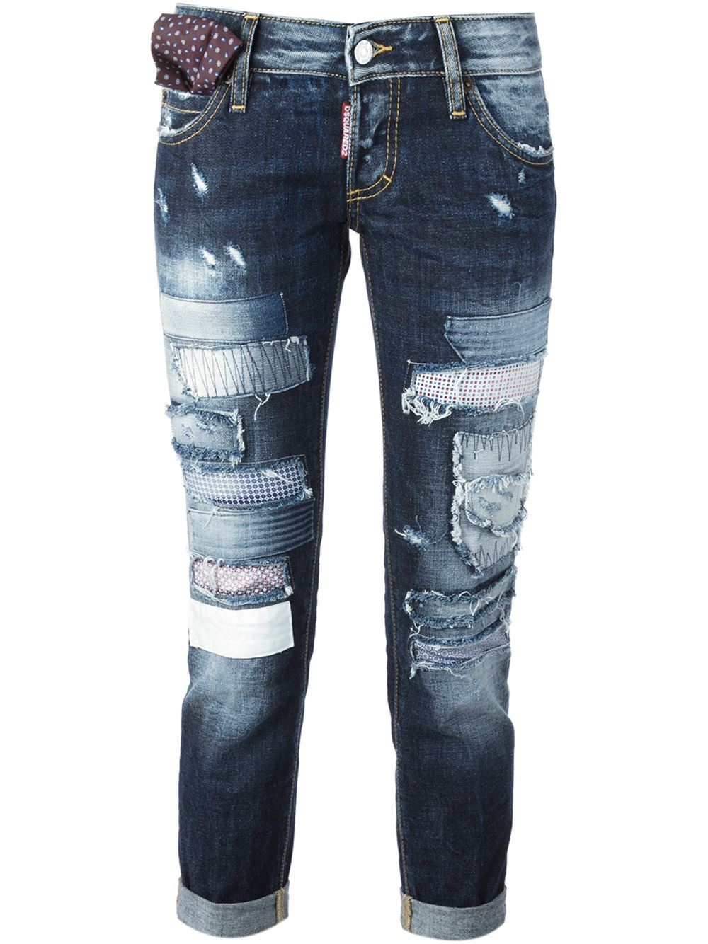 DSquared² Patchwork Denim Jeans in Blue - Lyst