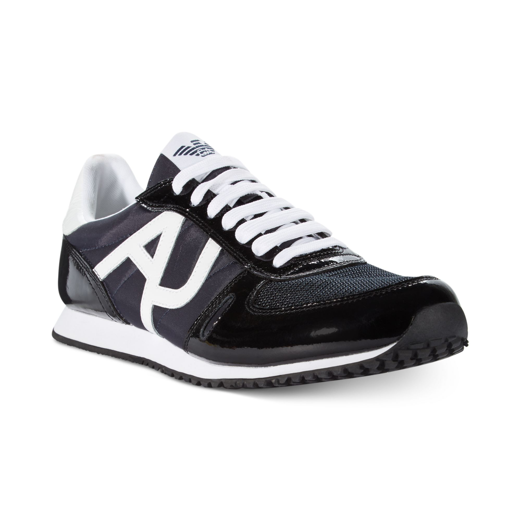 Armani Jeans Nylon and Patent Leather Sneakers in Blue for Men (NAVY ...