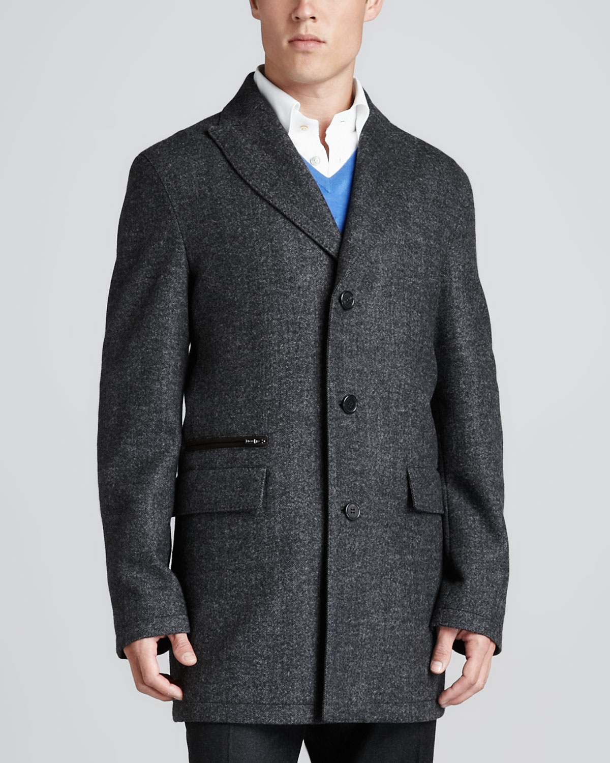 Lyst - Kiton Slimfit Tweed Overcoat in Gray for Men