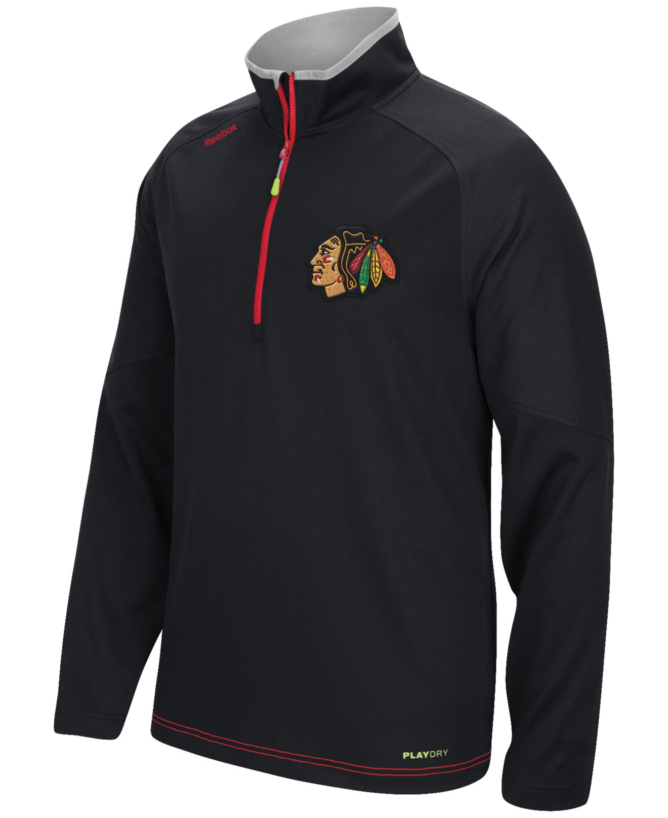 Reebok Men's Chicago Blackhawks Center Ice Quarterzip Pullover in