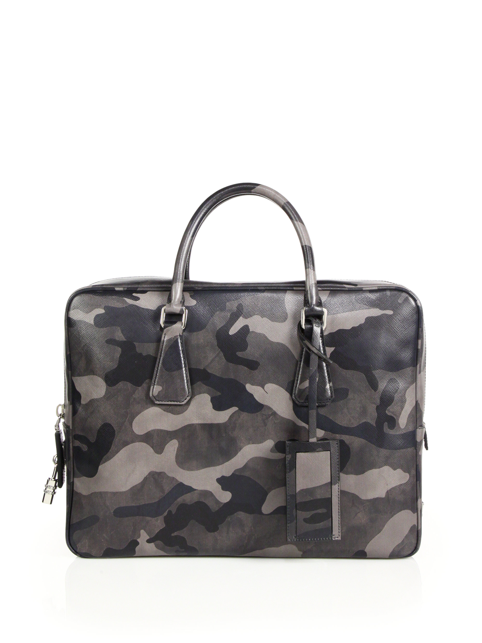 Prada Saffiano Camouflage Leather Briefcase in Gray for Men Lyst