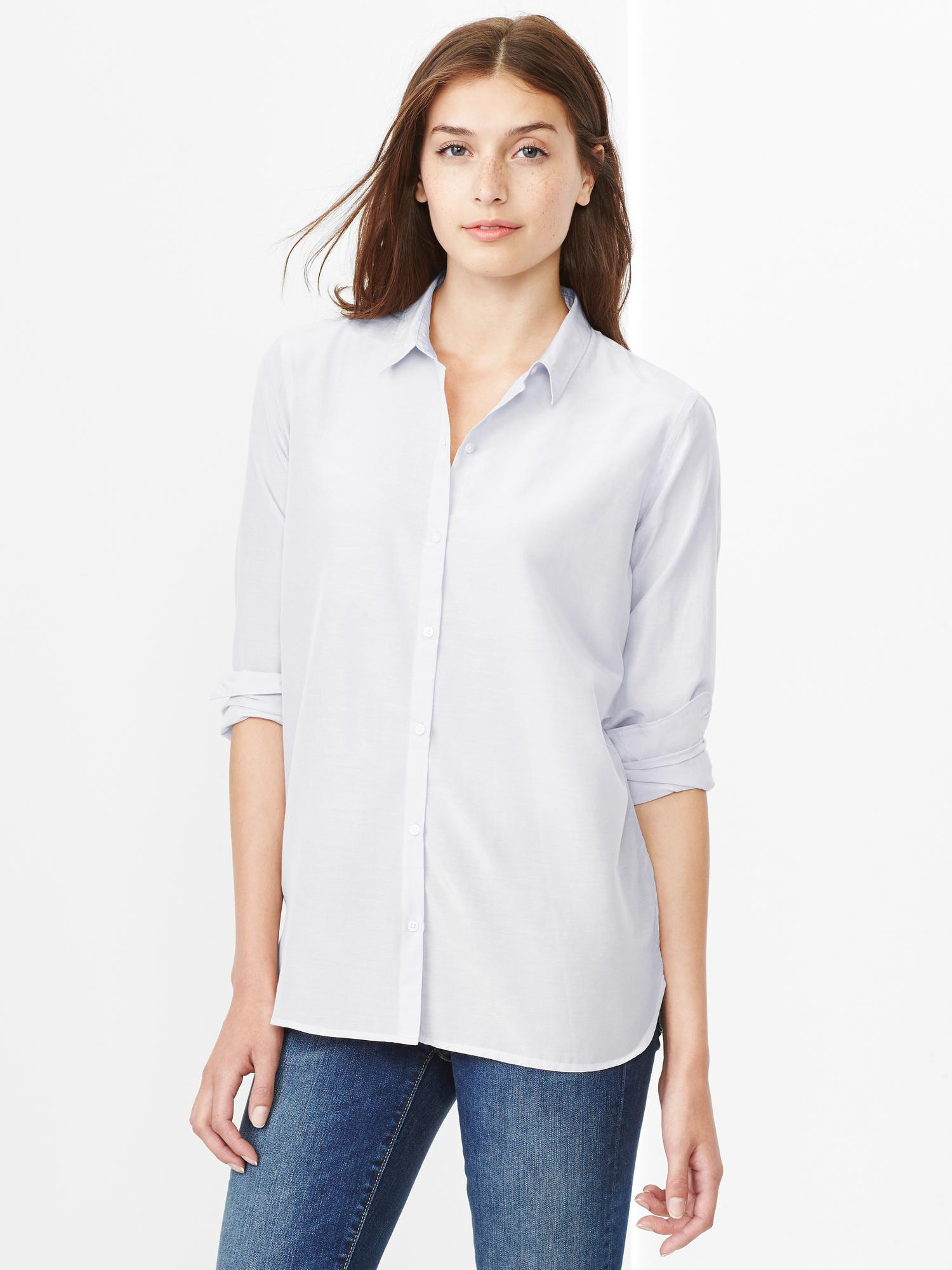 Gap Silk Cotton Shirt in Gray (gray matter) | Lyst