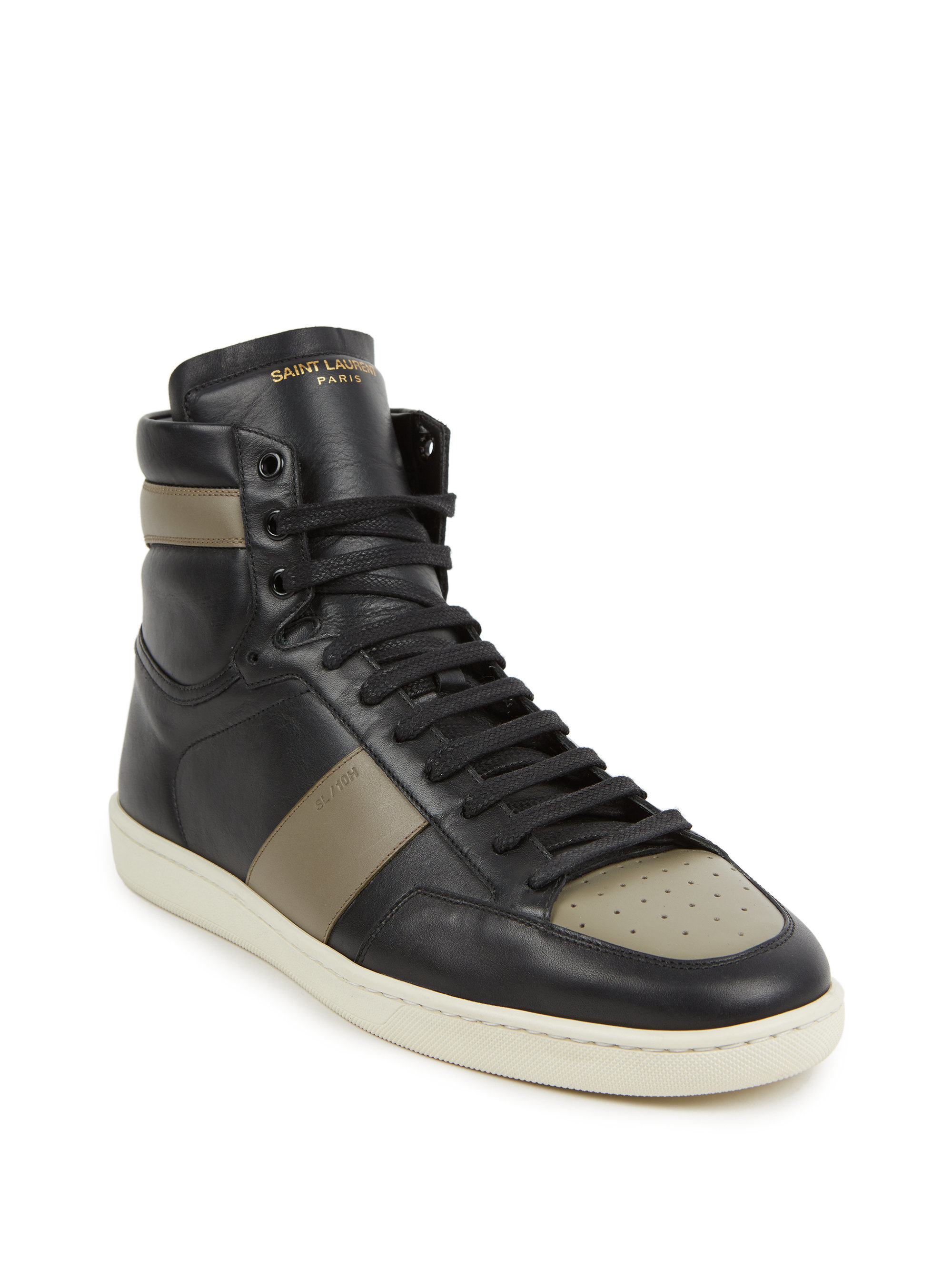 Lyst - Saint Laurent Classic Hi-top Leather Sneakers in Black for Men ...