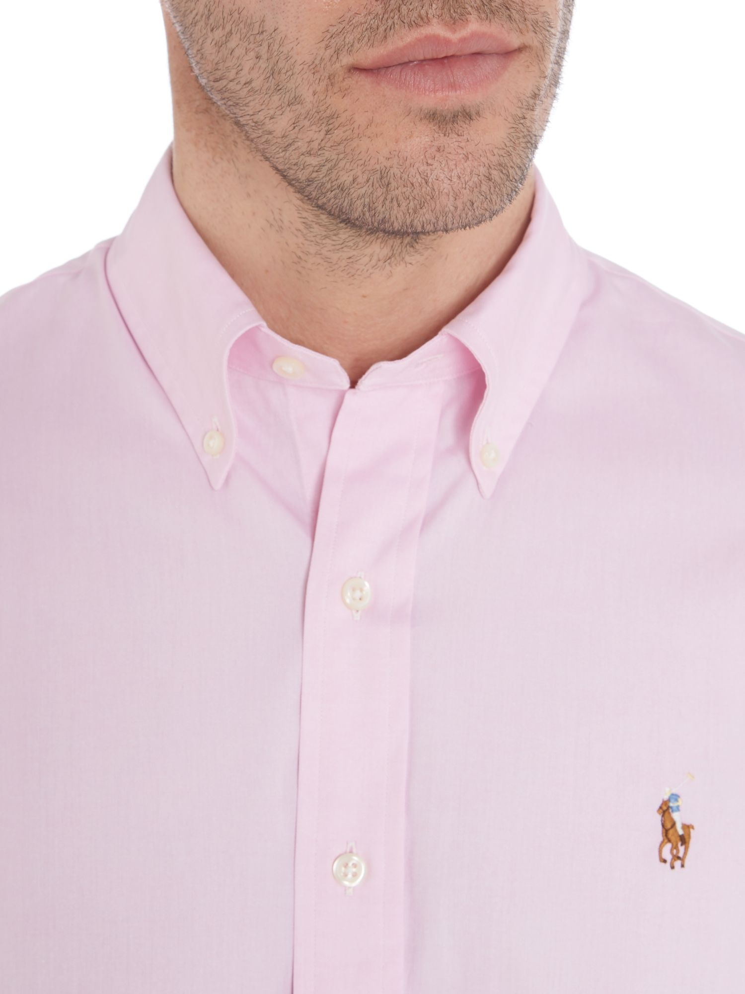 Polo Ralph Lauren Classic Short Sleeve Custom Fit Oxford Shirt In Pink For Men Lyst 3905