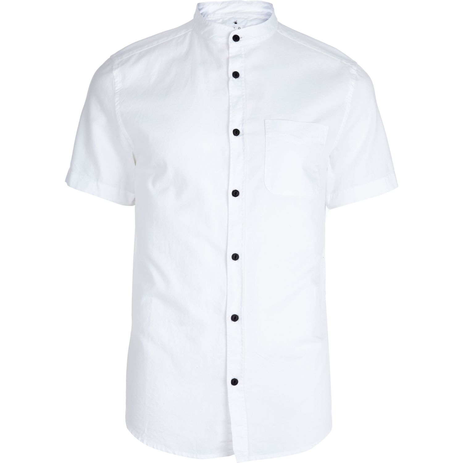 River island White Grandad Collar Shirt in White for Men | Lyst