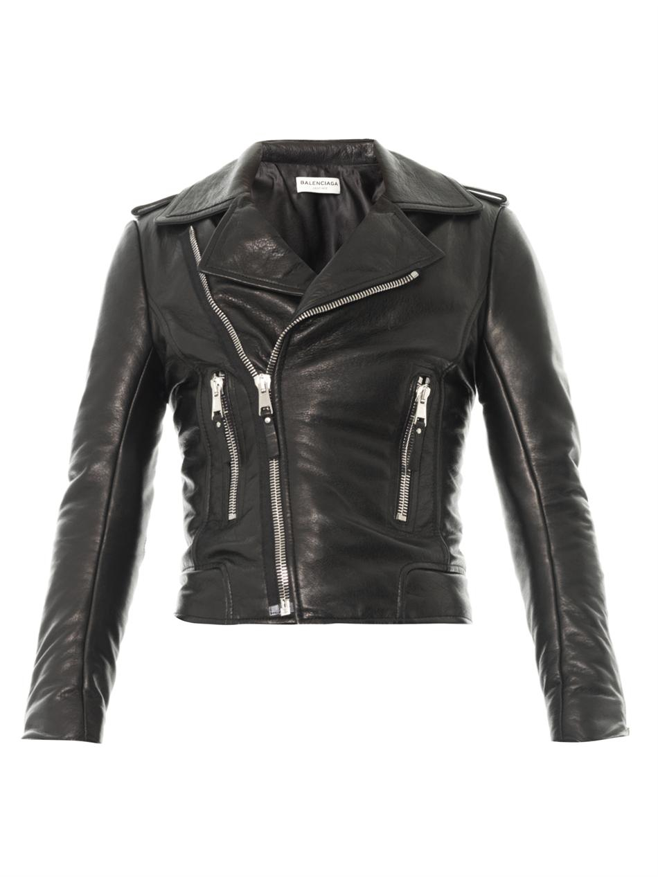 Balenciaga Classic Leather Biker Jacket in Black | Lyst