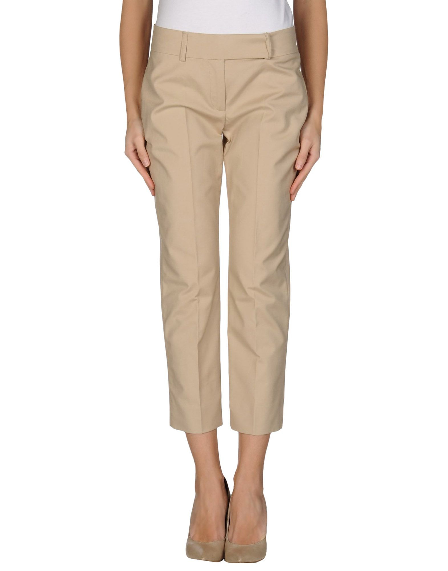 ladies beige cropped trousers