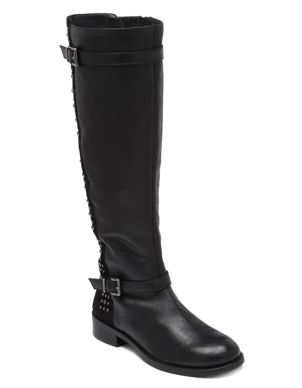 Jessica Simpson Ellister Tall Leather Boots in Black | Lyst