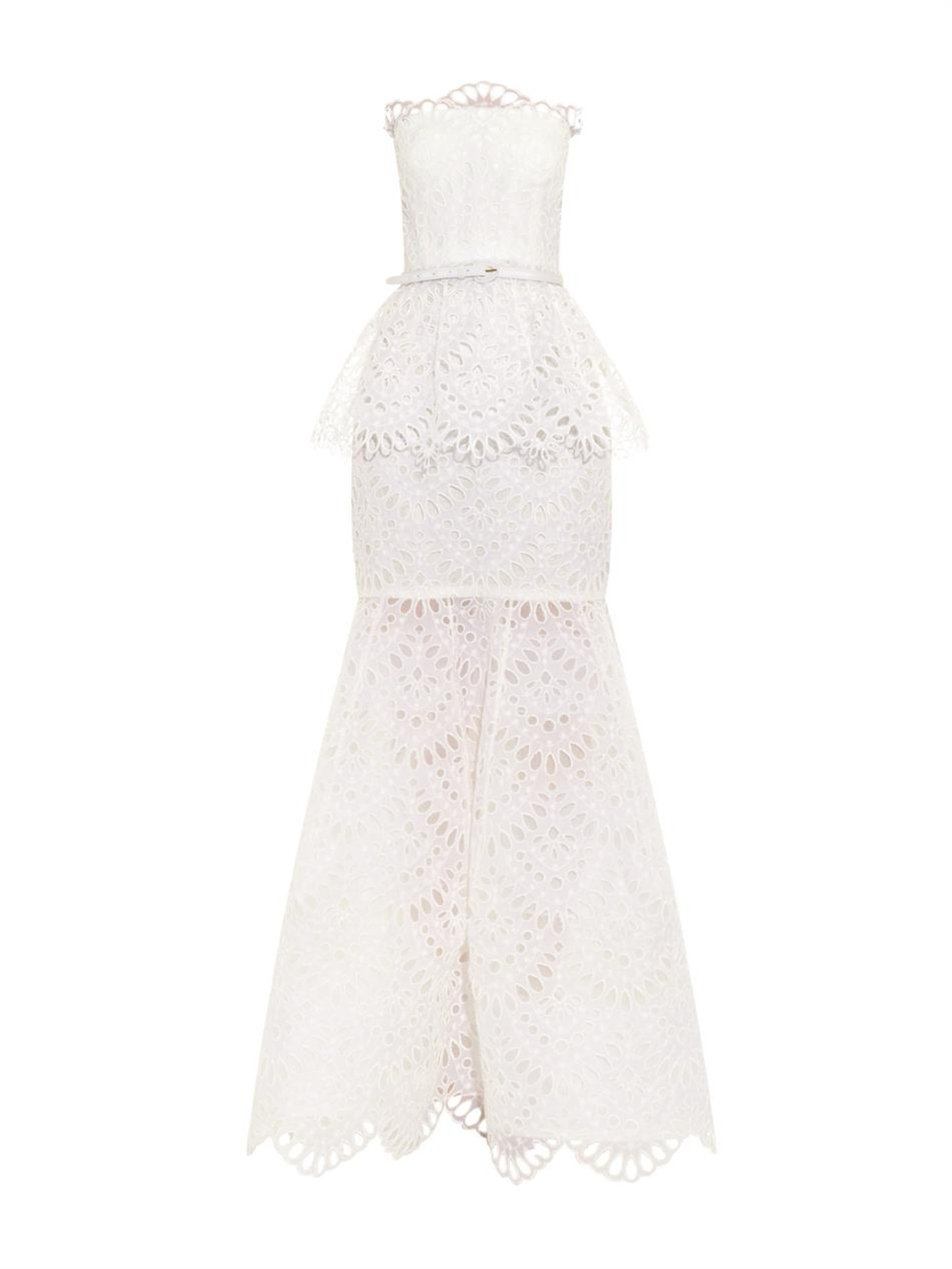 Lyst - Oscar De La Renta Strapless Broderie-anglaise Gown in White
