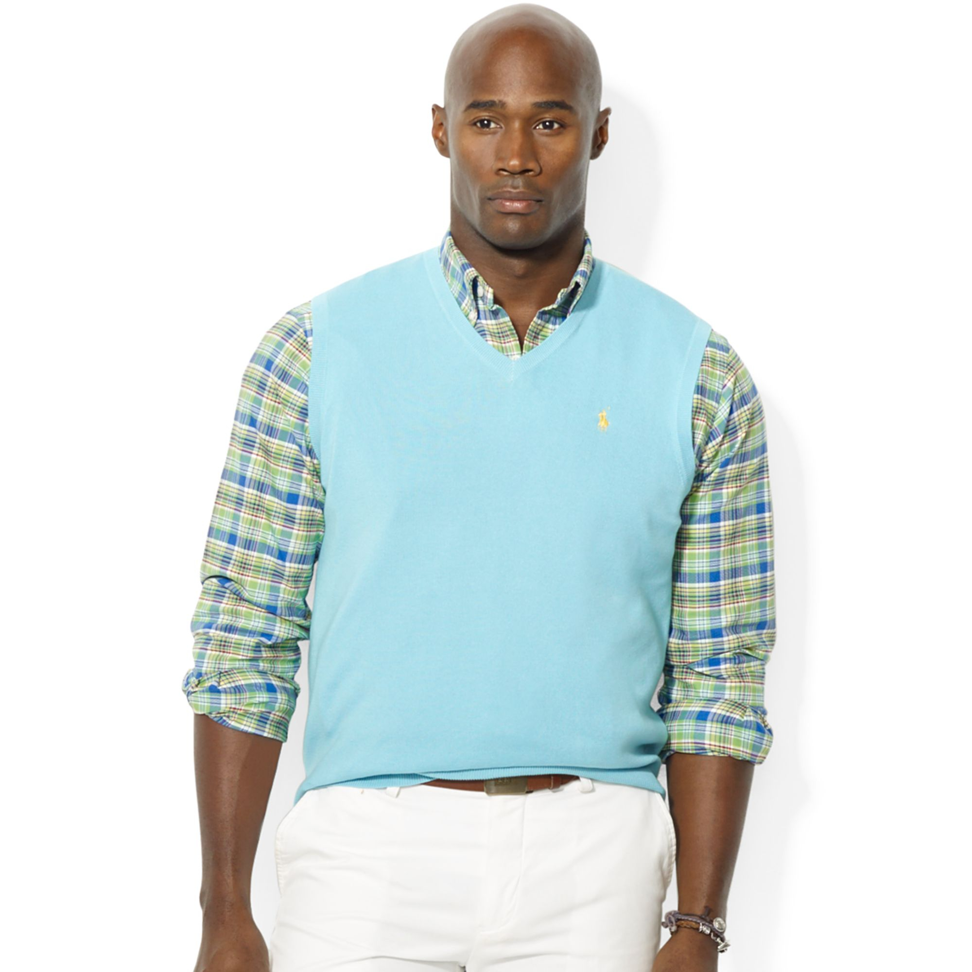 Ralph Lauren Polo Big and Tall V Neck Pima Cotton Vest in Blue for Men ...