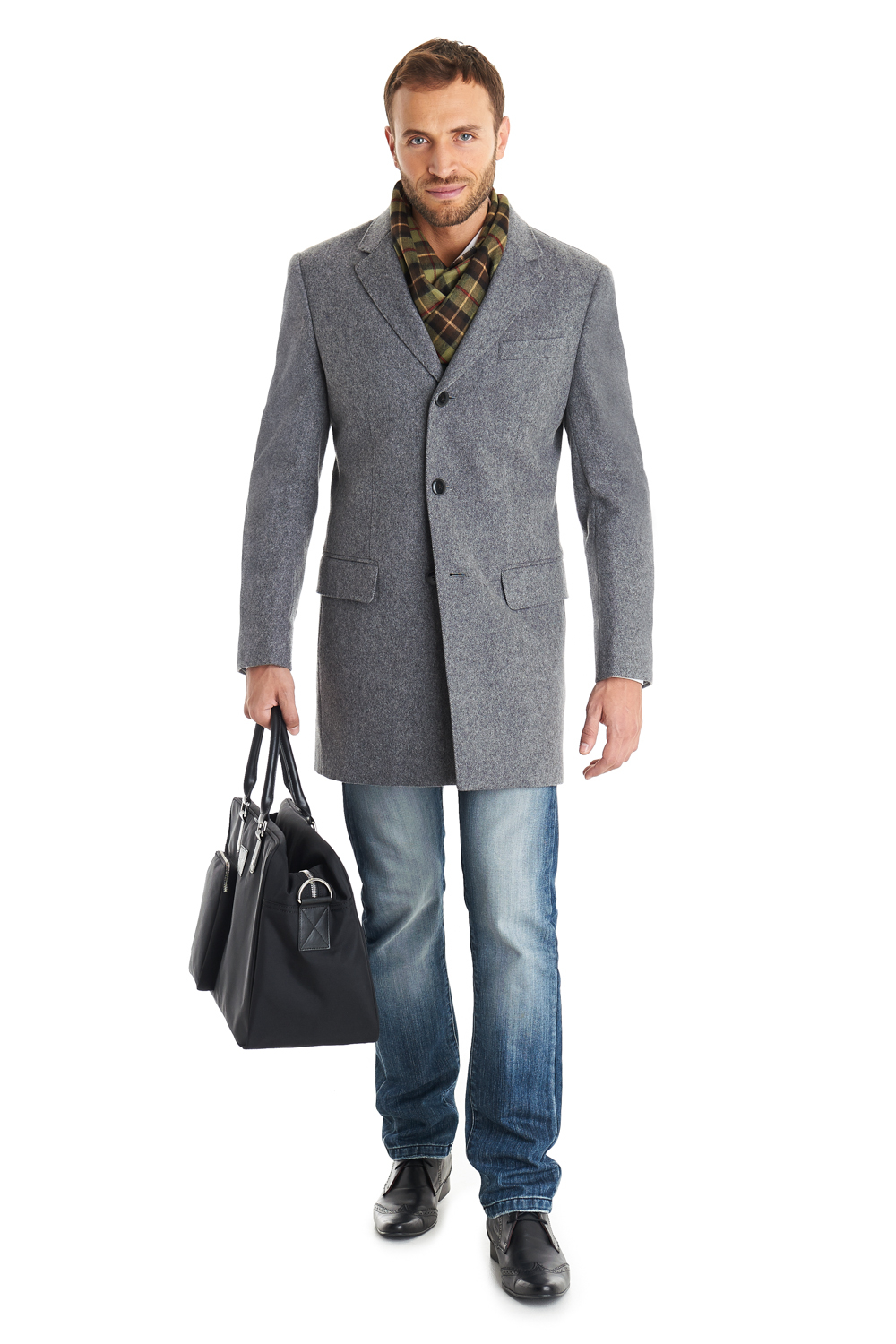 Tommy hilfiger Slim Fit Glenny Charocal Herringbone Overcoat in Gray ...