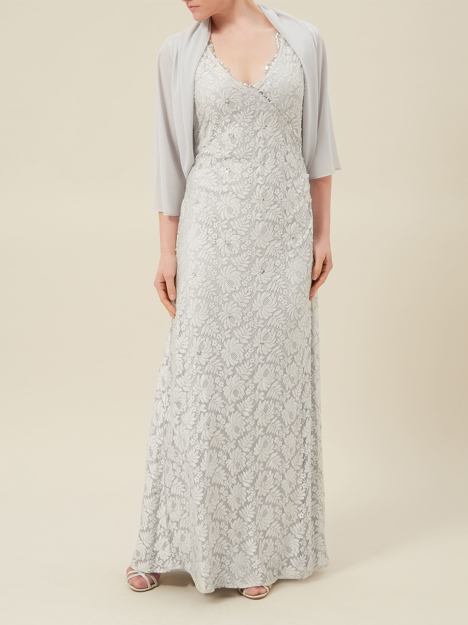 Jacques vert Lace Evening Dress in Gray | Lyst