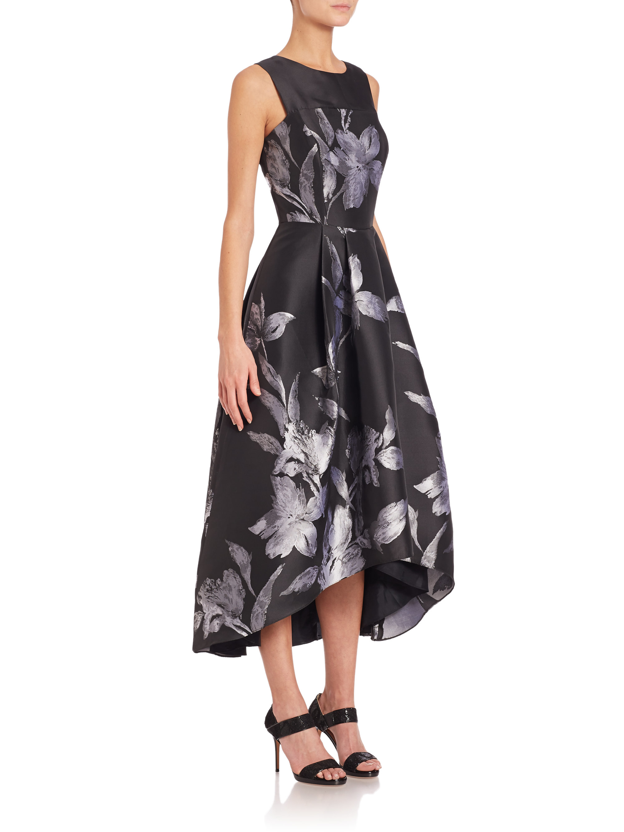 Lyst - Shoshanna Noir Floral Jacquard Coraline Dress in Black