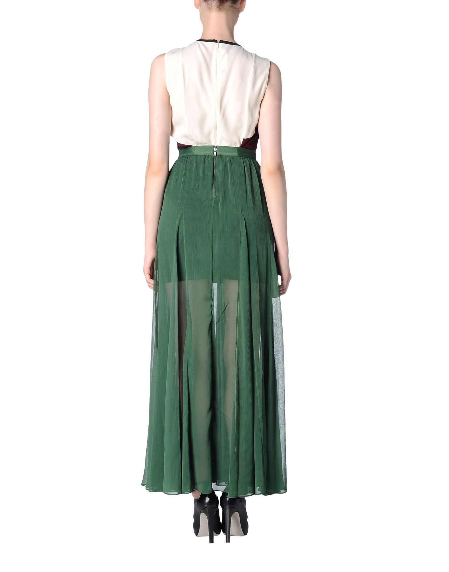 green long skirt with crop top